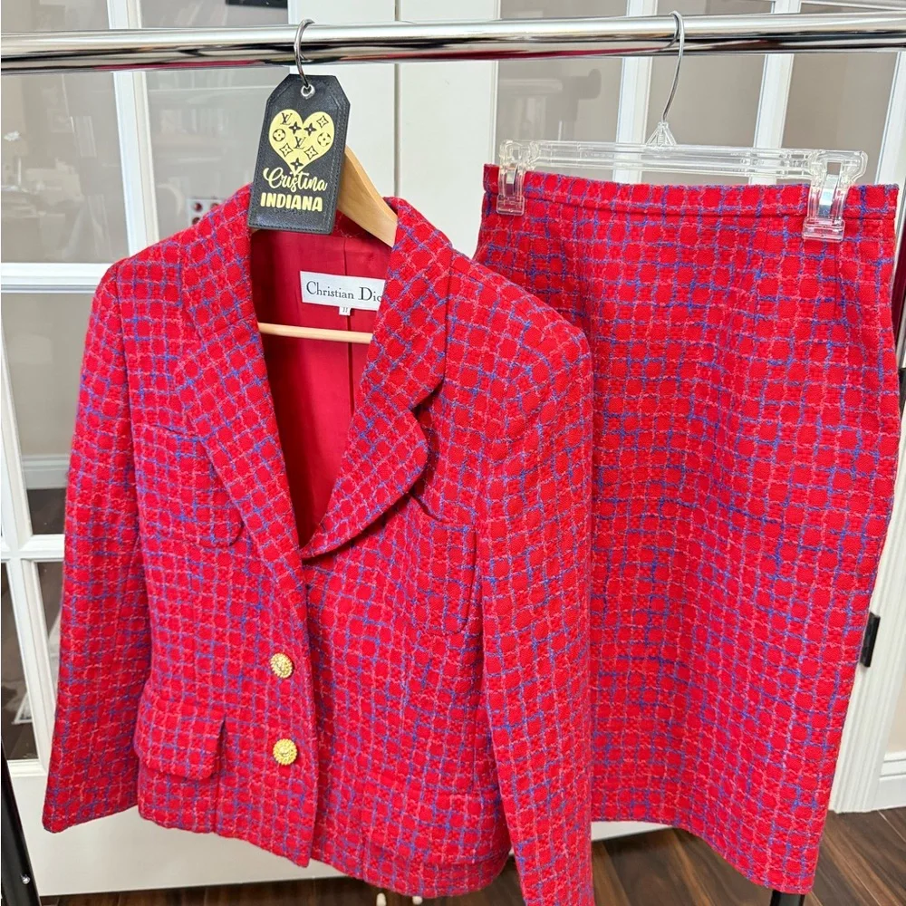 Dior Red Women's Jacket & Skirt Set